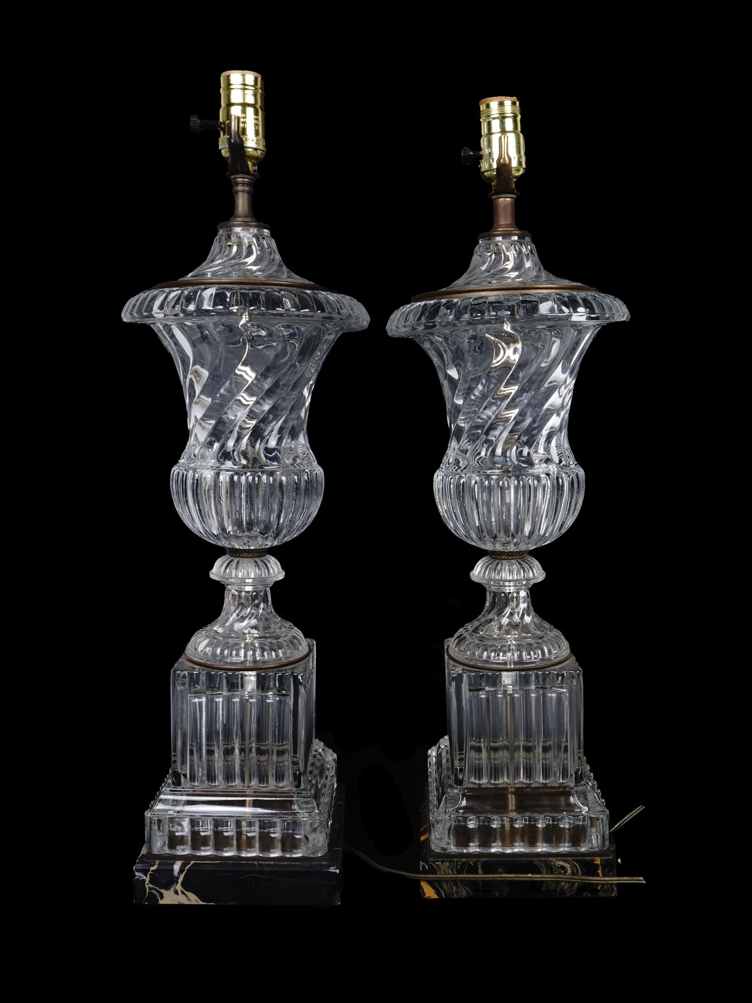 TWO ANTIQUE FRENCH CRYSTAL BACCARAT STYLE LAMPS PIC-2